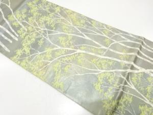 アンティーク　樹木模様織り出し袋帯（着用可）